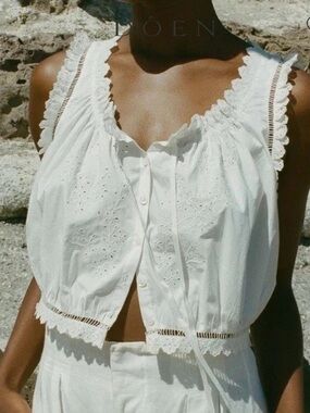 NWT Doen Traveler Cotton Crop Top in White